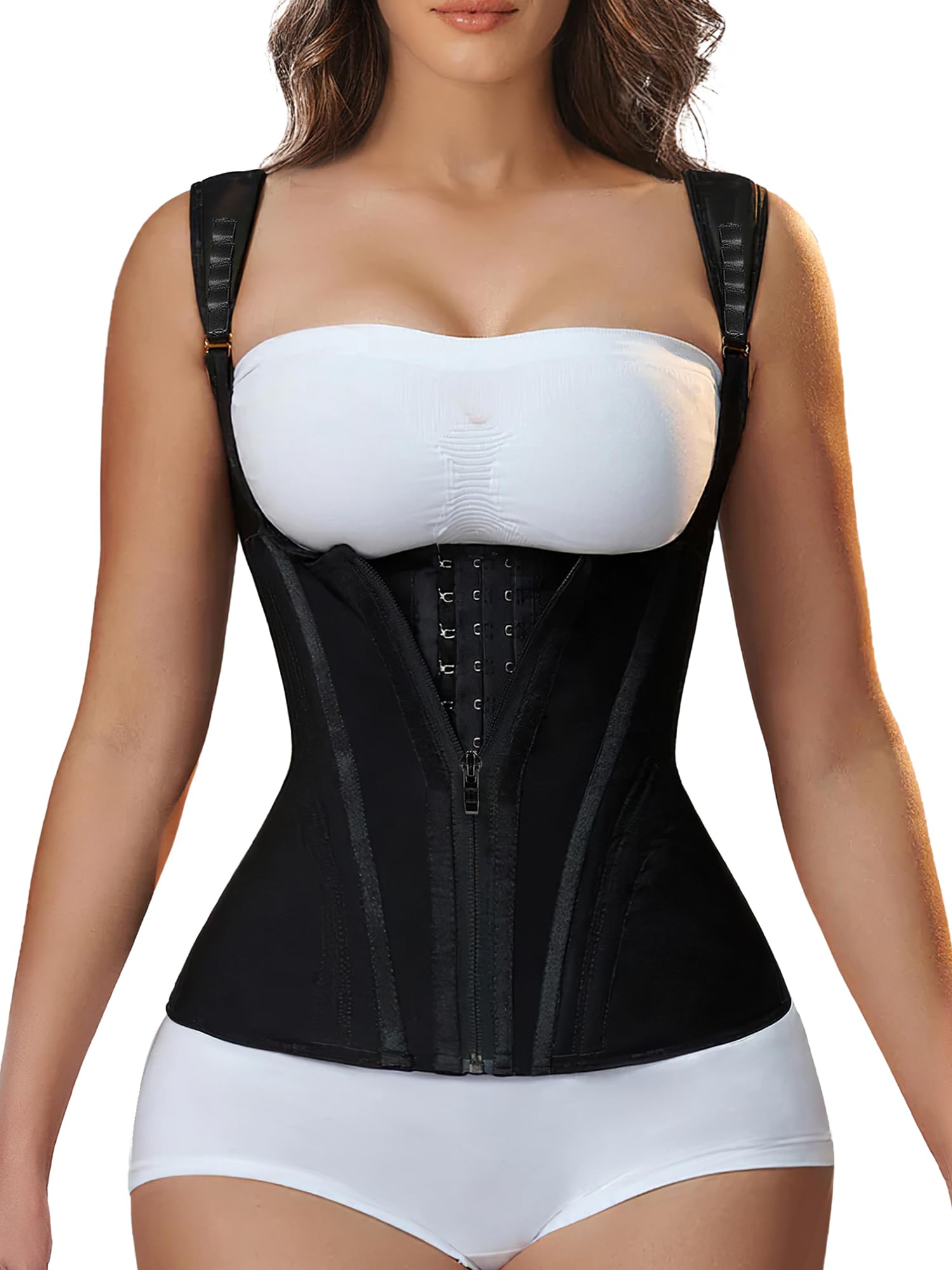 CONTOURÉ Waist Trainer for Women for Tummy Control Sports, Workout Hourglass Vest Waist Cincher with Adjustable Shoulder Strap
