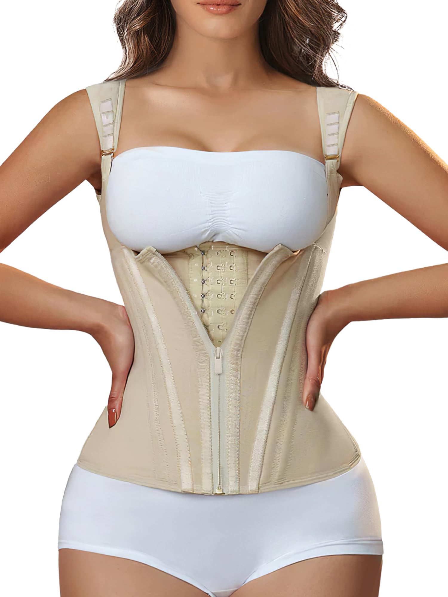 CONTOURÉ Waist Trainer for Women for Tummy Control Sports, Workout Hourglass Vest Waist Cincher with Adjustable Shoulder Strap