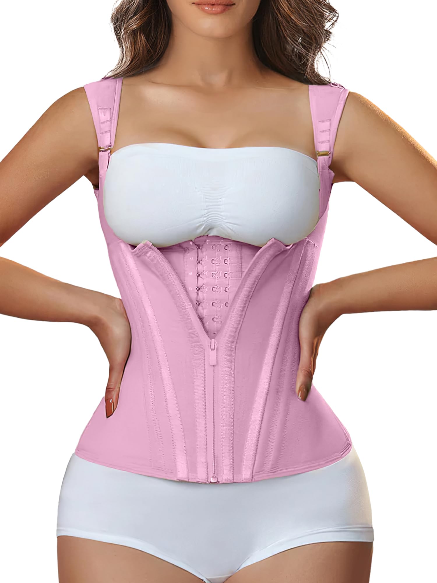 CONTOURÉ Waist Trainer for Women for Tummy Control Sports, Workout Hourglass Vest Waist Cincher with Adjustable Shoulder Strap